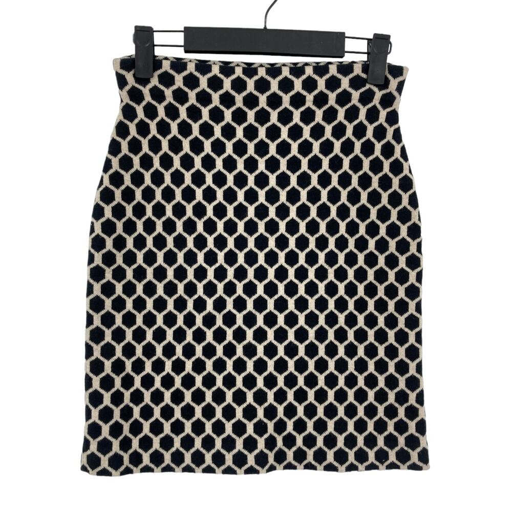 Banana Republic Short Skirt Womens Petite XS Black Beige Geo Print Knit Pull On